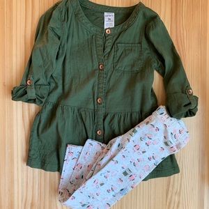 Carter’s Button Down Top and Owl Pants Sz 3T
